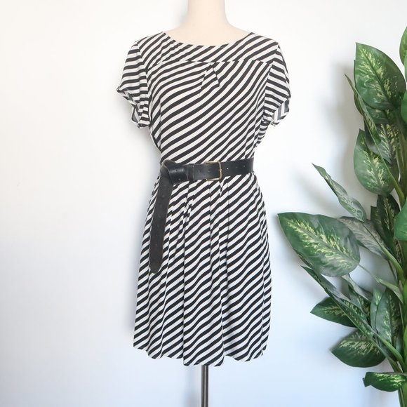 J. Crew Black & White Striped Short Sleeve Mini Dress Size 8 - Picture 7 of 14